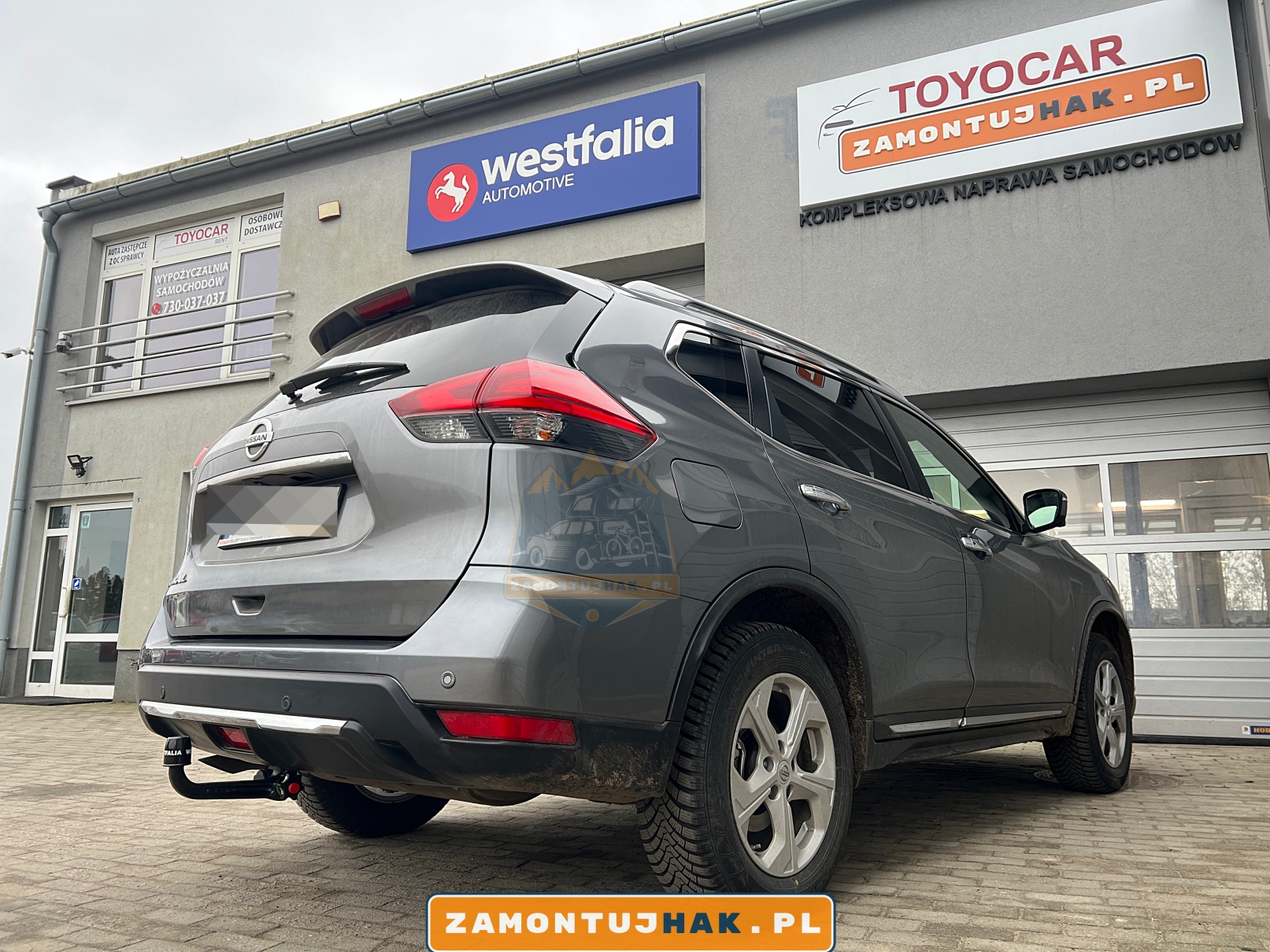 samochod nissan x-trial po montazu haka holowniczego westfalia